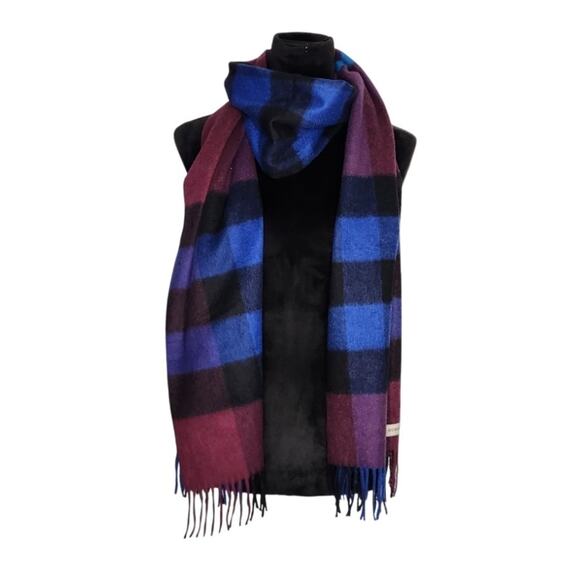 Burberry Scarf Plaid Check Multicolor 100% Cashmere Scotland Rectangle Scarf - Picture 1 of 4